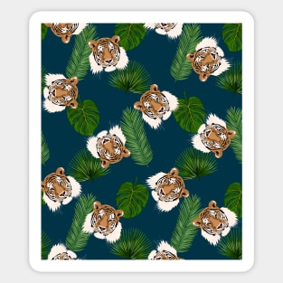 Tigers and Tropical Leaves Sticker